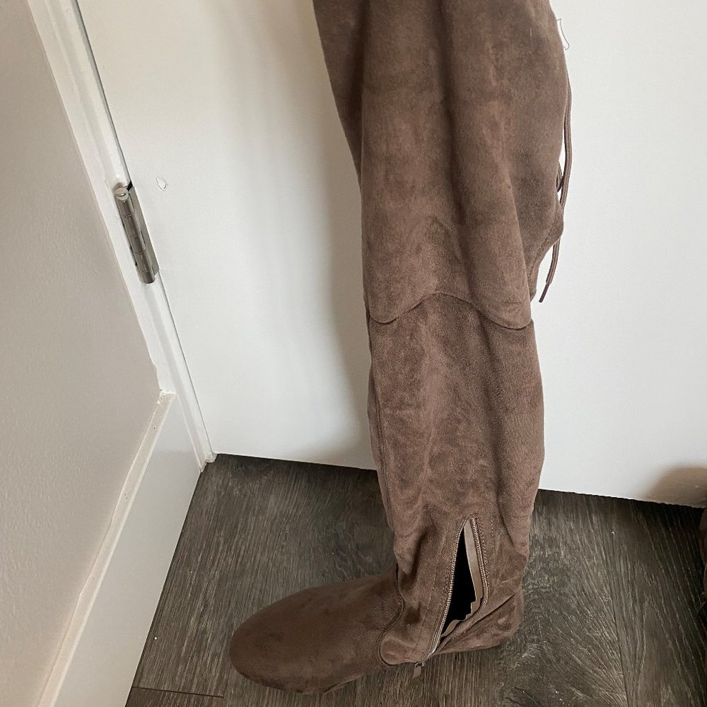 Brown Knee High Suede Boots
